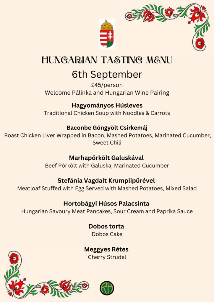 Join us for Hungarian Night and a 7-course taster menu at the Railway Hotel!