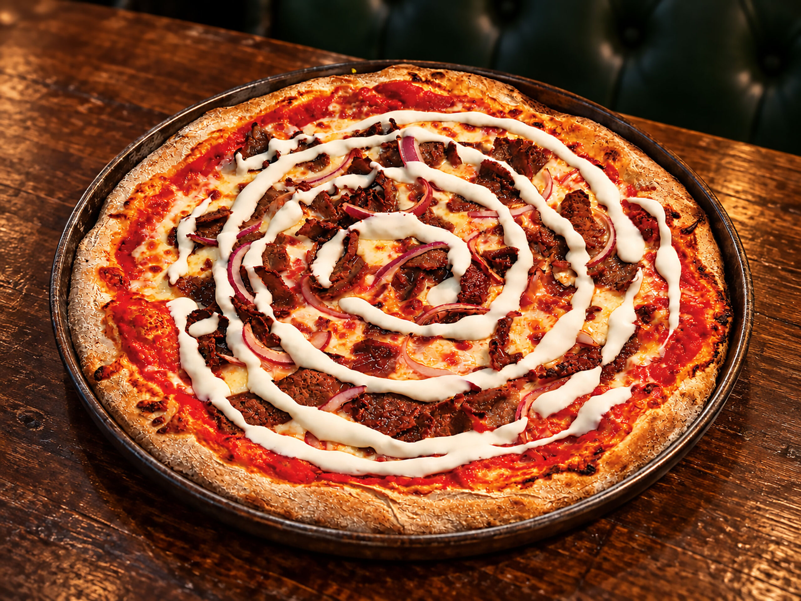 Freshly prepared pizza